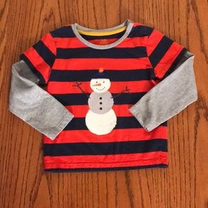 Mini Boden Long Sleeve Snowman T; 3-4Y